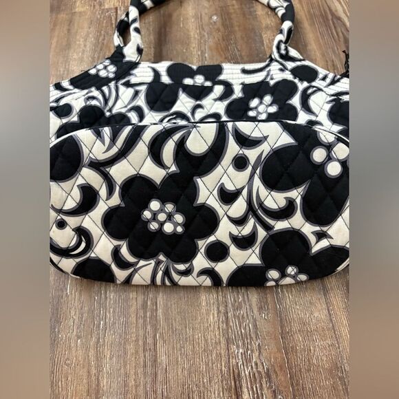 Vera Bradley Night & Day Floral Black & White Quilted Bag Purse with ID Holder - Picture 4 of 12